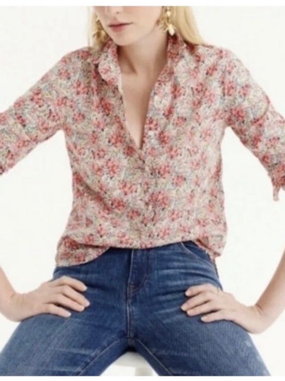 J. Crew Perfect Shirt Popover In Liberty Art Fabric Floral Petal Sz 2